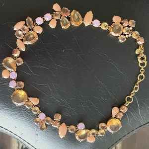 J Crew Statement Necklace, Gold, Pink, Topaz